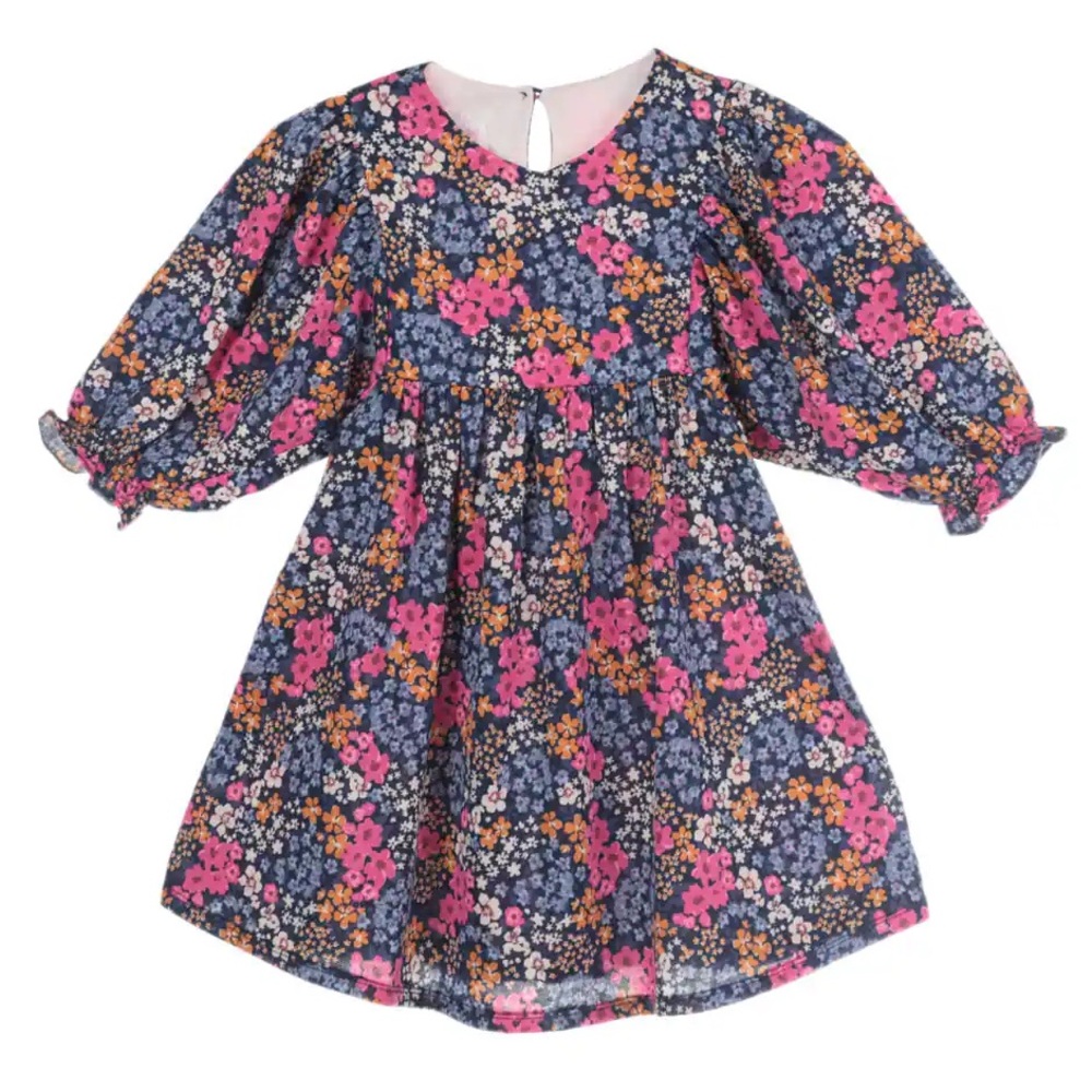 Bonnie Baby Multicolor Floral Puff Sleeve Riley Float Dress